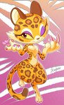 4_fingers absurd_res anthro biped clawroline claws drawligator felid female fingers hi_res kirby_(series) leopard mammal nintendo one_eye_closed pantherine pawpads solo tail thick_thighs wide_hips