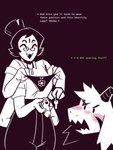 3:4 alternate_universe anthro arachnid arthropod asriel_dreemurr blush boss boss_monster_(undertale) chastity_cage chastity_device clothed clothing comic crossdressing dracozhilla duo embarrassed english_text female femboy hi_res key larger_male maid_uniform male male/female muffet muffet_(underswap) panties size_difference sketch smaller_female spider text underswap undertale undertale_(series) underwear uniform