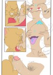 anthro ball_fondling ball_lick ball_suck balls bite biting_mouth blush bodily_fluids comic dialogue dripping duo ear_piercing fondling foreskin foreskin_tug genital_fluids genital_piercing genitals handjob hi_res jest lagomorph leporid licking male male/male mammal open_mouth oral penile penis penis_piercing piercing precum precum_drip prince_albert_piercing pubes purple_mouth purple_tongue rabbit rodent saliva saliva_on_balls saliva_on_penis sciurid sex sucking tongue tongue_bite tongue_out tree_squirrel twee twerpishimp