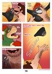 2024 absurd_res anthro arm_hair blush bodily_fluids body_hair bowser brown_hair bulge bulge_rubbing chest_hair clothed clothing colored comic dialogue dropsofmoonlight duo english_text facial_hair goatee hair happy_trail hi_res human koopa leg_hair licking_bulge male male/male mammal mario mario_bros motion_lines mustache nintendo nude onomatopoeia page_number profanity removing_underwear saliva scalie sound_effects sweat tan_body tan_skin text tongue tongue_out underwear underwear_only