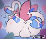 ambiguous_form anus backsack balls bodily_fluids butt cum eeveelution erection generation_6_pokemon genital_fluids genitals group llametsul male male/male nintendo penis perineum pokemon pokemon_(species) solo_focus sylveon tail