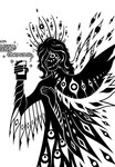 ambiguous_gender beholding_(tma) biblically_accurate_angel feathered_wings feathers hair hi_res humanoid humanoidized jonathan_sims monochrome multi_eye not_furry solo static sunnyclockwork tape_recorder the_magnus_archives wings