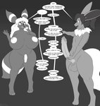 absurd_res after_transformation alternate_species anthro bangs big_breasts big_butt big_penis black_and_white breasts butt claws duo eeveelution english_text erection fangs femboy flaccid flareon fluffy fluffy_tail generation_1_pokemon generation_2_pokemon genitals gesture gynomorph hair halcy0n hand_gesture hi_res holding_penis huge_breasts huge_penis hyper hyper_breasts hyper_genitalia hyper_penis implied_transformation intersex intersex/male laugh laughing_at legacy_(linkthehero5555) long_ears long_hair male monochrome neck_tuft nintendo nipples nude pawpads paws penis pointing pointing_at_another pokemon pokemon_(species) ponytail rai_(raichumorph4) speech_bubble tail teeth text thick_thighs transformation tuft umbreon