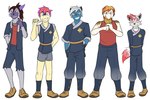 3:2 anthro anthrofied armor avian bottomwear clothed clothing cosplay daigo_(fuze) dartrix dewott footwear fully_clothed fuze generation_2_pokemon generation_5_pokemon generation_7_pokemon generation_8_pokemon greaves group hi_res hisuian_decidueye hisuian_form hisuian_samurott hisuian_sneasel hisuian_typhlosion hisuian_zorua hybrid_pokemon male nintendo pants pokemon pokemon_(species) pokemon_legends_arceus pokemorph quilava regional_form_(pokemon) rei_(pokemon) shirt shoes shorts simple_background taiko_(fuze) tank_top topwear white_background