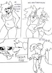 alternative_fashion ambiguous_gender anthro bedroom_eyes belly blush bottomwear bra bralette canid canine canis carrying_another carrying_partner clothed clothing comic crop_top dalmatian demifluid dialogue digital_media_(artwork) domestic_dog dominant dominant_intersex duo english_text fur gesture hair hand_gesture heart_symbol hi_res intersex intersex/male jewelry kandovanykocicka leg_over_shoulder looking_at_viewer male mammal markings midriff narrowed_eyes navel nonbinary_(lore) open_mouth pleading_eyes pointing scene_(fashion) scene_haircut seductive shirt shorts simple_background size_difference sketch slightly_chubby smaller_male smile sparklefur spiky_hair spots spotted_body sprinkle_(kandovanykocicka) submissive submissive_male tail teeth text thick_thighs topwear underwear white_body white_fur