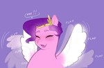 aztrial blush dialogue eee equid equine eyebrows eyes_closed female feral flapping_wings fluffy_wings fur hair hasbro headpiece hi_res mammal mlp_g5 my_little_pony mythological_creature mythological_equine mythology pegasus pink_body pink_fur pipp_petals_(mlp) purple_hair white_wings wings