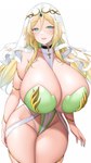 absurd_res big_breasts blonde_hair breasts choker cleavage clothed clothing elf female hair hi_res huge_breasts humanoid hyper hyper_breasts jewelry necklace not_furry solo suruga_(xsurugax) thick_thighs