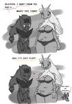 2016 3_fingers anthro avian blaziken bra canisfidelis clothing comic dialogue digital_media_(artwork) duo_focus english_text female fingers generation_3_pokemon generation_4_pokemon generation_5_pokemon group hair humor long_hair lucario navel nintendo panties pokemon pokemon_(species) pubes slightly_chubby text underwear zoroark