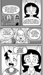 anthro clothed clothing comic daigaijin dialogue domestic_cat electronics english_text felid feline felis female fur furryfight_chronicles group hair hi_res lagomorph leporid male mammal matroshka_(furryfight_chronicles) microphone miho_(furryfight_chronicles) miho_barkowitz monochrome muko rabbit school_uniform text tongue tongue_out uniform