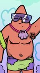 9:16 anthro armpit_hair asterozoan barazoku body_hair bottomwear brawl_stars bulge butt buzz_(brawl_stars) clothed clothing colored echinoderm hi_res lifeguard male marine muscular nickelodeon patrick_star solo spongebob_squarepants starfish supercell_(company) swimming_trunks swimwear topless underwear ygol