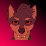 1:1 absurd_res brown_body brown_fur brown_hair canid canine canis dobermann domestic_dog fangs fur hair hi_res lee_surge male mammal orange_body orange_fur pinscher red_eyes simple_background solo teeth