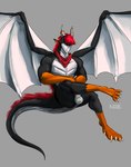 absurd_res anthro balls biped dragon genitals hi_res male male_anthro maned_dragon muscular muscular_anthro muscular_male mythological_creature mythological_scalie mythology nous_(artist) penis scalie shaded wings