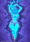 2024 anthro antlers big_breasts blue_body blue_fur breasts convenient_censorship deer deity eyes_closed female fur hi_res horn luna_(zummeng) mammal navel nude nude_anthro nude_female partially_submerged petals solo water zummeng