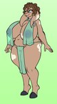 2024 anthro big_breasts big_butt blue_eyes bovid breasts brown_body brown_hair butt caprine clothed clothing cloven_hooves digitigrade female fours_(artist) goat hair hi_res hooves mammal mature_female skimpy slightly_chubby solo translucent translucent_clothing