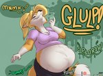 anthro anthro_pred bottomwear canid canine clothing digestion eyes_closed fatal_vore female female_pred fox fur imminent_death mammal pants patreon patreon_logo scott_calico shirt topwear vore white_body white_fur