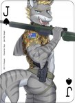 2021 anthro australian_flag awp bulge butt camo camo_print card card_template clothed clothing copyright_symbol english_text fish fonyaa glock gun handgun hi_res jack_of_spades jockstrap licking licking_lips looking_at_viewer male marine military pistol playing_card playing_card_template ranged_weapon requiem_shark rifle shark shirt simple_background skye_(shark7) sniper_rifle solo spades_(suit) standing stripes suit_symbol symbol text tiger_shark tongue tongue_out topwear underwear weapon white_background