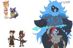 2024 3:2 aliasing anthro armor asian_clothing avian big_breasts black_hair blue_hair body_armor breasts brown_clothing brown_kimono canid canine ceroba_ketsukane chujin_ketsukane clothing clover_(undertale_yellow) cosmic_wings cowboy_hat digital_media_(artwork) duo east_asian_clothing eye_scar facial_scar female fish footwear fox geta group hair hair_over_eye hat headgear headwear huge_breasts humor japanese_clothing kanako_ketsukane katana kimono larger_anthro larger_female mammal marine martlet_(zenith_form) melee_weapon meme multiple_images muscular muscular_anthro muscular_female narrow_hips orange_hair pinky_and_the_brain purple_hair red_hair samurai scabbard scar signirsol simple_background size_difference smaller_anthro smaller_female star_polygon starry_wings sword thick_thighs thigh_gap thin_calves thin_legs thin_thighs trio underlined_text undertale_(series) undertale_yellow undyne warner_brothers warrior weapon white_background wide_hips yellow_sclera