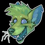 alpha_channel anthro blue_eyes blue_inner_ear blue_teeth buckteeth canid canine canis cheek_tuft ear_piercing ear_ring eyelashes facial_tuft fangs female flabberd fur green_body green_fur hair hybrid icon inner_ear_fluff jewelry low_res mammal miray_(flabberd) murid murine open_mouth open_smile piercing rat ring_piercing rodent short_hair smile snout solo spiral spiral_pupils teeth tongue tuft tufted_fur whisker_spots whiskers wolf