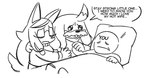 2024 akita ambiguous_gender anon anthro beady_eyes black_and_white canid canine canis canon_couple conductor's_wife_(sonic) conductor_(sonic) deegeemin dialogue domestic_dog english_text eyelashes eyes_closed facial_hair female floppy_ears frown group hand_holding hand_on_shoulder hi_res hug human humor husband_and_wife lying male mammal married_couple molosser monochrome mountain_dog mustache open_mouth pigtails prick_ears sad saint_bernard sega sketch sonic_the_hedgehog_(series) speech_bubble spitz tail text the_murder_of_sonic_the_hedgehog trio under_covers