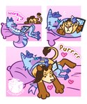 3_panel_comic among_us andromorph_(lore) anthro blue_body blue_fur blue_hair brown_body brown_fur brown_hair canid canine cheek_tuft chest_tuft chibi cuddling dot_eyes drawing drawing_tablet duo english_text eyes_closed facial_tuft felid female fox fur gynomorph_(lore) hair half-closed_eyes hi_res humor innersloth lion luckfoxo33 lying male mammal narrowed_eyes on_back pantherine purple_body purple_fur stylus tail tail_tuft tan_body tan_fur tatum_koenig text tolng trans_(lore) trans_man_(lore) trans_woman_(lore) tuft yellow_body yellow_fur