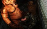 16:10 3d_(artwork) anthro blackmist333 digital_media_(artwork) dinosaur dragonfood duo erection fellatio foreskin genitals hand_behind_head hi_res humanoid_genitalia humanoid_penis kneeling_oral_position male male/male musclegut muscular muscular_anthro muscular_male oral penile penis prehistoric_species reptile retracted_foreskin scalie sex standing theropod tyrannosaurid tyrannosauroid tyrannosaurus tyrannosaurus_rex widescreen