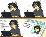 Rating: s
ID: 5565588
Date: 2025-05-11 21:25:55 -0400
Status: active
Score: 23
absurd_res anthro black_hair canid canine canis clothed clothing comic_panel detailed_background dialogue english_text hair hi_res humor joke male mammal meme newspaper nyukake shirt simple_background solo t-shirt tablet tablet_pen text topwear wolf yellow_eyes zooshi zooshi_(character) post #5565588