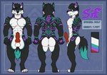 absurd_res anthro blue_border border canid canine canis erection fur genitals hi_res jewelry knot ktdz male mammal model_sheet muscular muscular_anthro muscular_male mythological_canine mythological_creature mythology pendant penis purple_body purple_fur solo teal_penis werecanid werecanine werecreature werewolf wolf wolfpupsif