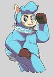 alpaca animal_crossing anthro black_eyes blue_body blue_fur camelid cyrus_(animal_crossing) fur hi_res llama male mammal mousesix nintendo pompadour pubes rocker solo