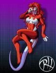 alien clothing cosplay costume digital_media_(artwork) female hair hi_res marvel predaguy red_hair solo spandex spider-man_(series) spider-woman tight_clothing vik_(predaguy)