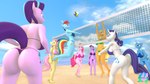 16:9 3d_(artwork) 4k absurd_res anthro anthrofied applejack_(mlp) back-tie back-tie_clothing back-tie_swimwear ball barefoot beach big_breasts big_butt bikini bikini_thong breasts butt cleavage clothed clothing cutie_mark digital_media_(artwork) equid equine feet female fluttershy_(mlp) friendship_is_magic group hasbro hi_res horn mammal mane_six_(mlp) my_little_pony mythological_creature mythological_equine mythology neck-tie_bikini neck-tie_clothing neck-tie_swimwear pinkie_pie_(mlp) pootanger_sfm rainbow_dash_(mlp) rarity_(mlp) seaside side-tie_bikini side-tie_clothing side-tie_swimwear sport starlight_glimmer_(mlp) string_bikini swimwear trixie_(mlp) twilight_sparkle_(mlp) two-piece_swimsuit unicorn volleyball volleyball_(ball) widescreen