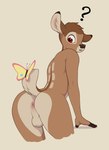 2022 ambient_arthropod ambient_butterfly ambient_insect anthro anus arthropod backsack balls bambi bambi_(film) big_butt black_body black_fur black_nose brown_body brown_fur brown_hair butt butterfly countershading deer detailed_ambient_creature dipstick_ears disney duo ear_markings femboy fur genitals grey_balls grey_body grey_fur grey_perineum hair insect lepidopteran looking_back looking_down male mammal mule_deer multicolored_ears new_world_deer nude on_tail open_mouth perineum pink_anus pink_inner_ear pupils question_mark red_eyes sigma_x smile solo_focus thick_thighs