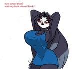 anthro big_breasts blush breasts english_text female helluva_boss owl_demon pace-maker queen_octavia_(teathekook) small_waist solo text thick_thighs wide_hips