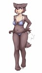 2023 4_fingers 5_fingers absurd_res afterimage anthro beastars big_breasts bikini blue_eyes blush bodily_fluids bottomwear bottomwear_pull breasts brown_body brown_fur canid canine canis clothed clothing clothing_pull digital_media_(artwork) female fingers fur hi_res juno_(beastars) looking_aside mammal navel nervous potbelly slightly_chubby slightly_chubby_anthro slightly_chubby_female solo spuydjeks sweat sweatdrop swimwear tail tail_motion tailwag triangle_bikini two-piece_swimsuit weight_gain wolf