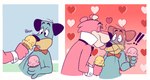 anthro blue_body blue_fur blush boop bow_tie canid canine canis cougar dessert domestic_dog duo felid feline food fur hanna-barbera heart_symbol huckleberry_hound ice_cream ice_cream_cone licking male male/male mammal nose_lick pink_body pink_fur snagglepuss snagglepuss_(series) surprise tarnydraws the_huckleberry_hound_show tongue tongue_out