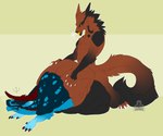 6:5 absurd_res animal_genitalia anthro anthro_pred balls canid canine demon digestion digital_media_(artwork) felkin fox genitals haloren hel_(shiretsuna) hi_res male male/male male_pred male_prey mammal moghrlor sheath sheath_vore vore