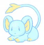 ambiguous_gender big_ears blue_body blue_eyes blue_fur chibi fakemon feral fur korechu lu-nya mammal quadruped rodent sitting solo yellow_body yellow_fur