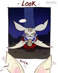 4:5 anthro bat clothing comic english_text eugief fur gzeidraws heismay_noctule hi_res long_ears male mammal metaphor:_refantazio red_eyes sitting tabard text urn white_body white_fur