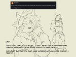 4:3 absurd_res anthro arcanine ask_blog ball_gag balls bdsm blush blush_lines bondage bound english_text fur gag generation_1_pokemon genitals hair hi_res leo_(zourik) line_art male nintendo nude penis pokemon pokemon_(species) restraints sketch solo spreader_bar submissive submissive_male text zourik