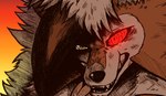 2024 absurd_res ambiguous_gender anthro bared_teeth black_nose bodily_fluids bust_portrait constricted_pupils dusk_lycanroc front_view fur generation_7_pokemon glowing glowing_eyes gradient_background hair hi_res icon jwbash kyoto_rex looking_at_viewer lycanroc male male_anthro mane nintendo pokemon pokemon_(species) portrait pupils red_glow red_sclera saliva simple_background small_pupils snarling snout solo tongue tongue_out white_body white_fur white_hair yellow_eyes