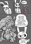 2023 annoyed anthro blitzdrachin blush clothing comic conditional_dnp dialogue digital_drawing_(artwork) digital_media_(artwork) english_text female female_human fool's_hat glitch_productions hat headgear headwear human jax_(tadc) jester lagomorph leporid male male/female male_anthro mammal no_pupils patreon pinwheel_eyes pomni_(tadc) rabbit text the_amazing_digital_circus thin_calves thin_legs thin_thighs