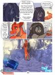 2018 anthro barefoot blue_eyes clothed clothing comic darnell_(zummeng) day detailed_background dialogue digital_media_(artwork) duo english_text entwined_tails feet felid female green_eyes hand_holding hi_res horn lizard male mammal offering_to_another open_mouth outside prehistoric_species reptile romantic romantic_couple saber-toothed_tiger scalie shani_(zummeng) smile tail tail_coil teeth text the_end walking zummeng