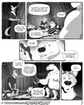 4:5 anthro bear cabin campfire canid canine canis clothed clothing comic dialogue english_text hi_res jewelry male mammal misterstallion necklace romantic rune_(misterstallion) shirt tail text topless topless_male topwear tunic wolf