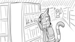 16:9 2023 animal_crossing ankha_(animal_crossing) anthro bob_cut book bookshelf clothed clothing digital_drawing_(artwork) digital_media_(artwork) domestic_cat dragonweirdo duo emanata felid feline felis female flash_emanata furniture greyscale hi_res hoodie looking_at_another male mammal markings marshal_(animal_crossing) monochrome nervous_sweat nintendo rodent sciurid sketch striped_markings striped_tail stripes surprised_expression tail tail_markings topwear tree_squirrel uraeus widescreen