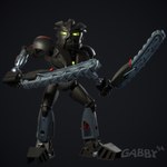 1:1 3d_(artwork) armor better_version_at_paywall biomechanical bionicle black_body blender_(artwork) chainsaw chainsaw_sword digital_media_(artwork) gabby94 gradient_background green_eyes grey_body hi_res humanoid lego looking_at_viewer machine male mask melee_weapon not_furry onua power_tool red_body robot robot_humanoid simple_background solo sword toa tools weapon