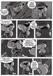 anthro cephalopod clothed clothing coleoid comic dialogue greyscale group hi_res male male/male marine mollusk monochrome nickelodeon octopodiform octopus on_model pancaketiffy sea_sponge spanish_text speech_bubble spongebob_squarepants spongebob_squarepants_(character) squidward_tentacles squilliam_fancyson text toony translation_check translation_request trio