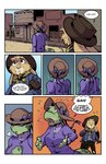 anthro big_breasts breasts comic dialogue duo english_text female gecko hi_res jamil_gonzalez jasper_gold_(character) lagomorph leporid lizard luellen_cunningham male mammal rabbit reptile scalie text the_tale_of_jasper_gold town western wild_west