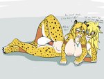 4:3 abdominal_bulge anthro areola arion_oropelt balls big_balls big_breasts big_penis biped black_spots blonde_hair blue_eyes blush breasts brother_(lore) brother_and_sister_(lore) brother_penetrating_sister cheetah digital_drawing_(artwork) digital_media_(artwork) duo english_text felid feline female flat_colors from_behind_position front_view fur gem genitals hair hand_on_shoulder handwritten_text heart_(marking) hi_res huge_balls huge_penis humanoid_genitalia hyper hyper_balls hyper_genitalia hyper_penis imminent_ejaculation imminent_impregnation imminent_inflation incest_(lore) jewelry looking_at_another looking_at_partner lying male male/female mammal markings multicolored_body multicolored_fur nipples on_side orchid_oropelt penetration penis sex sibling_(lore) simple_background sister_(lore) sister_penetrated spoon_position spots spotted_body spotted_fur text tribal tribal_clothing tribal_jewelry twincest_(lore) twins_(lore) two_tone_body two_tone_fur vaginal vaginal_penetration warm_colors white_body white_fur xerlexer yellow_body yellow_fur