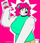 absurd_res anthro bear clothing female hair hi_res long_hair mammal noelle_(twistcmyk) pink_hair polar_bear shirt solo throatslint topwear undershirt ursine