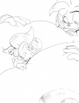 amy_rose anthro big_breasts body_size_growth breast_expansion breasts canid canine duo eulipotyphlan expansion female fox greyscale hedgehog huge_breasts hyper hyper_breasts larger_female macro male mammal micro miles_prower monochrome multi_tail nipples nude rabid sega size_difference size_transformation smaller_male sonic_the_hedgehog_(series) tail traditional_media_(artwork) transformation