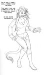 amanda_(tcitw) anthro arania boots breasts claws cleavage clothed clothing comic dialogue english_text felid footwear genitals gynomorph hair herm_(lore) hi_res intersex lion mammal monochrome navel pantherine penis profanity shoes solo tail tail_tuft text the_cabin_in_the_woods_(arania) tuft whiskers